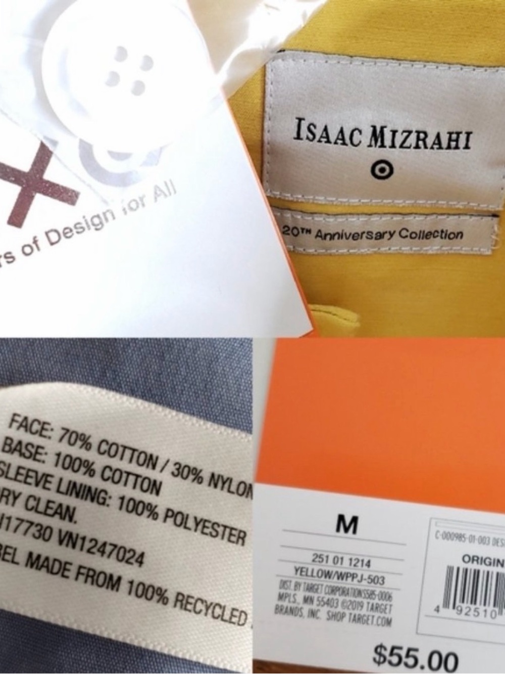 Isaac Mizrahi ~ Trench Coat ~ Bright Yellow ~ Tan Collar ~ Button-Up ~ Sz Med - Picture 2 of 7